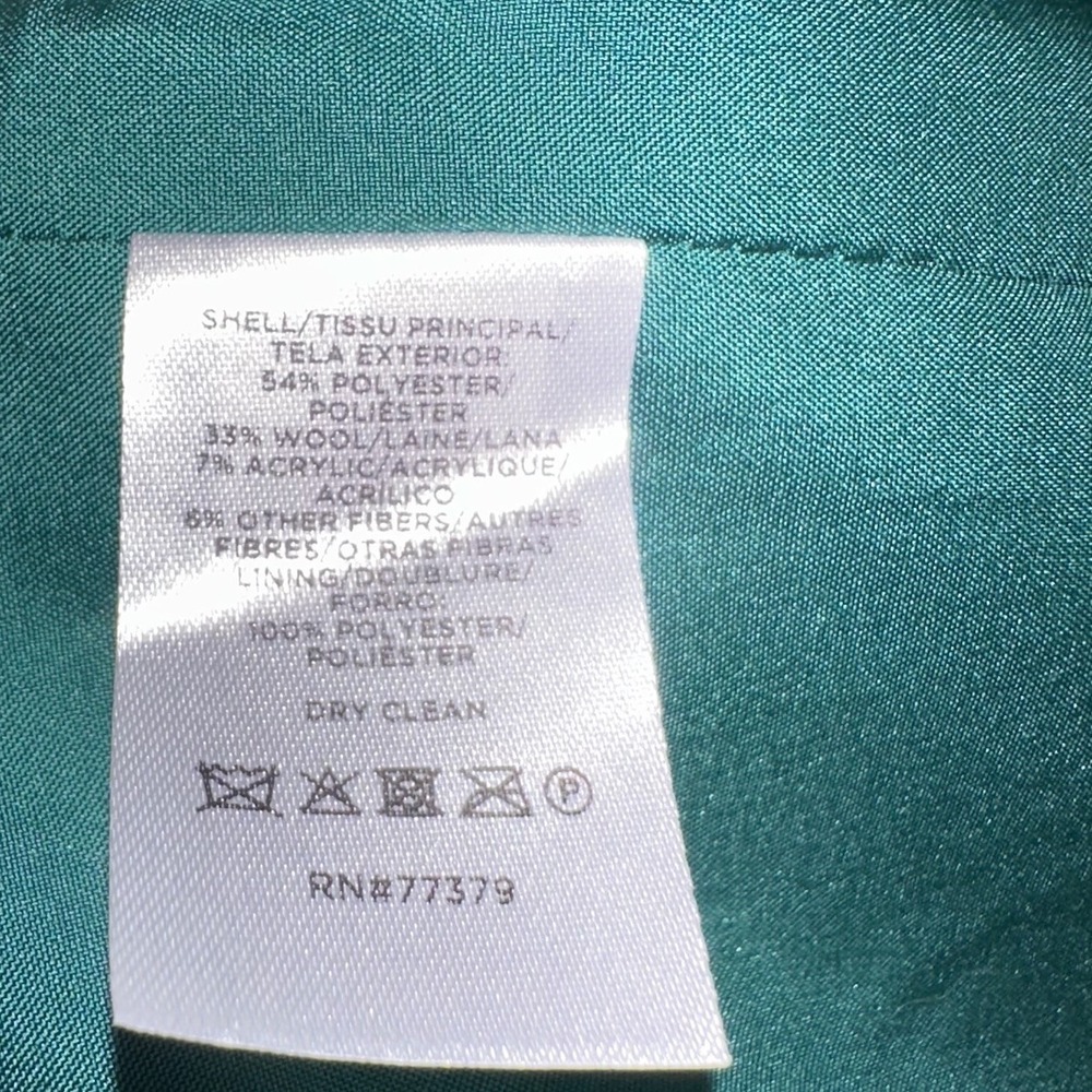 New Ann Taylor Green Tartan Plaid Wool Blend Chesterfield Coat‎ Women's XL $258 - Picture 6 of 8